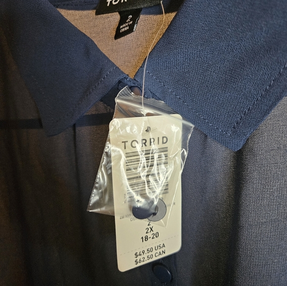 Navy Blue Chiffon Blouse - Picture 2 of 3